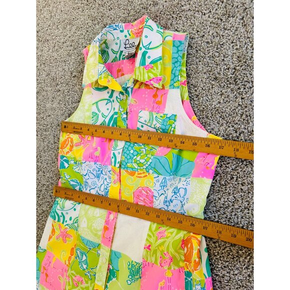 Vintage Lilly Pulitzer Womens Sz 10 Patchwork Sleeveless Collared Dress Multicol - Picture 7 of 12